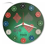 Relógio Parede Jogador Poker Cassino Mesa Baralho Ficha 30cm