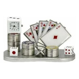 Relógio Tema Poker Miniatura Em Aço Carta Baralho Dado Ficha