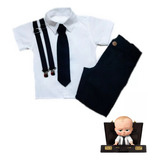 Roupa Infantil Do Poderoso Chefinho Menino Bermuda + Camisa