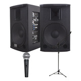 Saga 12 380w Caixa Ativa Passiva Microfone Pedestal Karaoke