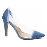 Sapato Scarpin Jeans Feminino