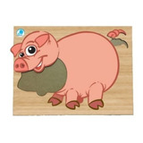 Super Quebra Cabeça Porco Com 7 Peças Em Madeira - Simque