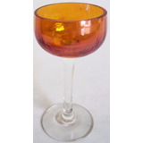 Taça Licor Antiga Ondulada Vidr Fogo Amberina Carnival Glass