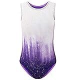  Tag 4A 3 4 Years   Purple White    Sinoeem Super High Gymnastics Leotards For Girls Long Sleeve Sleeveless Gradient Colour Sparkle Leotard Dancing Ballet Gymnastics Athletic For Little Girl 5 14 Years