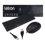 Teclado E Mouse Barato Basico Com Fio Usb Qualidade Letron