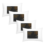 Trp Imports Select Gold 4 Travesseiros 100% Algodão E Antialérgico Luxo Cor Branco