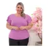 Tshirt Suede Plus Size Feminino Elastano Babado Soltinha Top