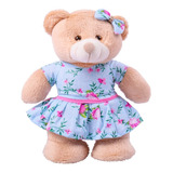 Ursa Princesa Em Pé 30 Cm Floral Menina