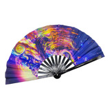 Ventilador De Mão Dobrável Chinês Kung Fu Tai Fan Fluorescen