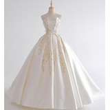 Vestido De Noiva Princesa Luxo Classic Cauda Importado Sku05