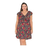 Vestido Estampa Frente Com Selos Plus Size Tamanho Grande