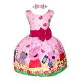 Vestido Infantil Porquinha Pig Luxo Fantasia Festa