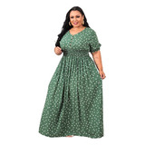 Vestido Longo Plus Size Feminino Moda Verão Tam. 48 Ao 54