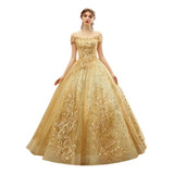 Vestido Noiva Debutante Dourado Princesa 15 Anos Com Saiote