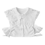  w Meia Camisa Floral Destacável Bordada Com Gola Falsa