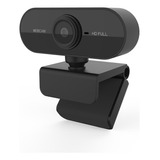 Webcam Full Hd 1080p Usb Computador Câmera Com Microfone Cor Preto
